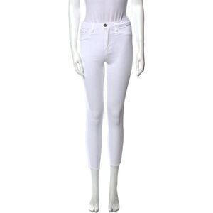 L'Agence Coated Denim Skinny Jeans Stretch High Rise Crop White Sz 23-25 $345